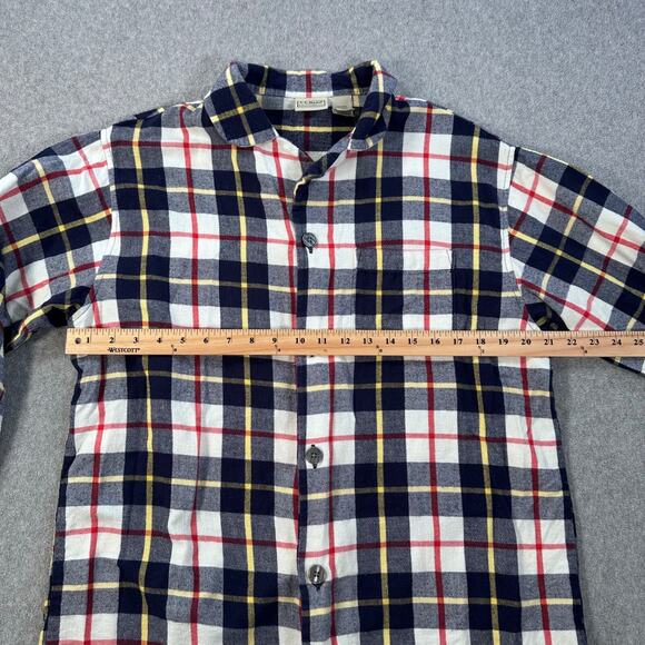 LL Bean Plaid Flannel Pajama Shirt 107923 Men Medium Navy Red Button Front - Picture 5 of 6